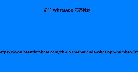 荷兰 WhatsApp 号码列表